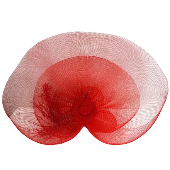 Red Mesh Fascinator Hat - Picture 11 of 11